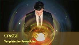  Presentation with crystal ball - Beautiful theme featuring man looking to the future backdrop and a tawny brown colored foreground