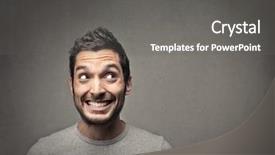  Presentation with man looking up happy - Presentation design with man looking to the right background and a gray colored foreground