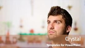  Presentation with man looking up happy - Presentation theme enhanced with man looking up in church background and a coral colored foreground