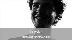  Presentation with man looking up happy - Beautiful presentation featuring man looking up portrait silhouette backdrop and a gray colored foreground