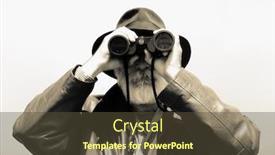  Presentation with explorer - Colorful slides enhanced with man-looking-with-binoculars-older backdrop and a tawny brown colored foreground