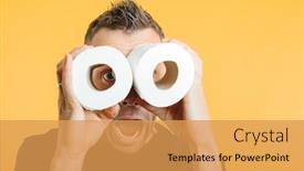  Presentation with toilet - Audience pleasing slide deck consisting of man-looks-through-toilet-paper backdrop and a yellow colored foreground