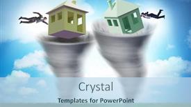  Presentation with hurricane - Amazing presentation design having man-losing-his-home backdrop and a sky blue colored foreground