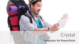  Presentation with lost - Amazing slide deck having man lost and looking for direction with map on white backdrop and a white colored foreground