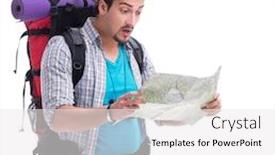  Presentation with lost - Cool new slide set with man-lost-and-looking backdrop and a white colored foreground