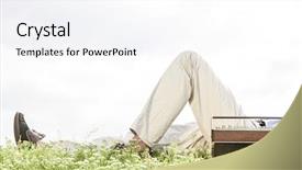  Presentation with vintage radio - PPT layouts having man lying by vintage radio background and a white colored foreground