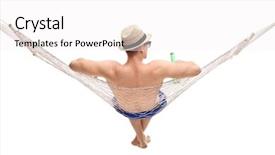  Presentation with tv show studio camera - Amazing PPT theme having man lying in a hammock backdrop and a white colored foreground
