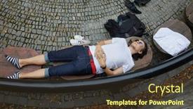  Presentation with park - Colorful slides enhanced with man-lying-on-a-park backdrop and a tawny brown colored foreground