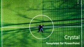  Presentation with football field - Colorful slide deck enhanced with man lying on the center backdrop and a forest green colored foreground
