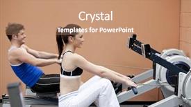  Presentation with sport - Beautiful slides featuring man machine - young couple using a rower backdrop and a coral colored foreground
