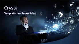  Presentation with cylinder - Slides with man magician with cylinder hat background and a wine colored foreground