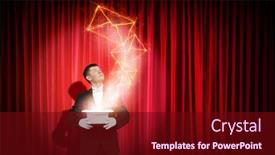  Presentation with cylinder - Slide deck featuring man-magician-with-cylinder-hat background and a wine colored foreground