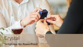  Presentation with marriage - Amazing PPT theme having man-makes-marriage-proposal backdrop and a coral colored foreground