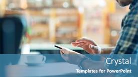  Presentation with pay - Slide deck featuring man-makes-touch-screen-gesture background and a teal colored foreground