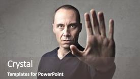  Presentation with egyptian man in make up - Beautiful presentation design featuring man making a halt sign backdrop and a gray colored foreground