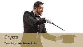  Presentation with magic wand - Presentation having man-making-a-magic-trick background and a yellow colored foreground