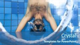  Presentation with bubble - Beautiful presentation theme featuring man-making-bubble-rings-underwater backdrop and a ocean colored foreground