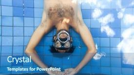  Presentation with bubble - Audience pleasing presentation consisting of man-making-bubble-rings-underwater backdrop and a ocean colored foreground