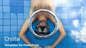  Presentation with bubble - Slides consisting of man-making-bubble-rings-underwater background and a ocean colored foreground