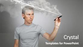  Presentation with magic - Audience pleasing slide deck consisting of man making magic effect - flash backdrop and a gray colored foreground