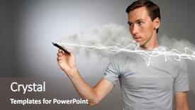  Presentation with egyptian man in make up - PPT theme featuring man making magic effect - flash background and a gray colored foreground