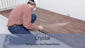  Presentation with flooring - Slides having man making the laminate flooring background and a seafoam green colored foreground