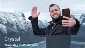  Presentation with video - Presentation design consisting of man-making-video-call background and a ocean colored foreground