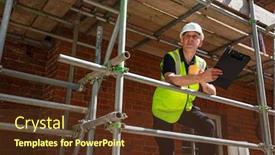  Presentation with surveyor engineer - Theme consisting of man-male-builder-foreman-construction background and a tawny brown colored foreground