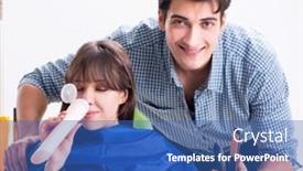  Presentation with haircut - Beautiful slide set featuring man male hairdresser doing haircut for woman backdrop and a ocean colored foreground