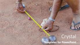  Presentation with sport - PPT theme consisting of man-measures-distance-between-balls background and a coral colored foreground