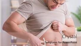  Presentation with fat - Audience pleasing PPT layouts consisting of man-measuring-body-fat backdrop and a coral colored foreground