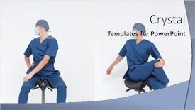  Presentation with facial pain medical man - Beautiful slide deck featuring man-medical-professional-stretching-back backdrop and a white colored foreground