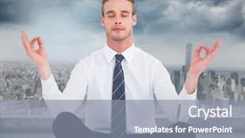  Presentation with composite - PPT layouts consisting of man meditating against grey skyline background and a  colored foreground