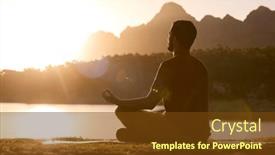  Presentation with yoga - Slide set featuring man-meditating-doing-yoga background and a tawny brown colored foreground