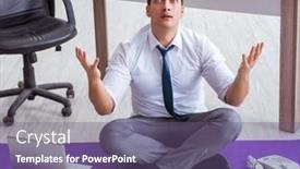  Presentation with stress - Cool new slides with man-meditating-in-the-office backdrop and a violet colored foreground