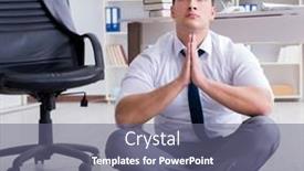  Presentation with stress - PPT theme enhanced with man-meditating-in-the-office background and a gray colored foreground