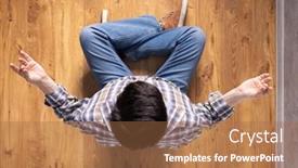  Presentation with creative thinking - Audience pleasing slide deck consisting of man-meditating-on-floor-thinking backdrop and a coral colored foreground