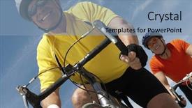  Presentation with bicycles - Cool new PPT theme with man middle - low angle view of men backdrop and a light blue colored foreground