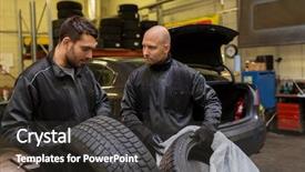  Presentation with car service - Amazing presentation theme having man middle change - car service repair maintenance backdrop and a  colored foreground