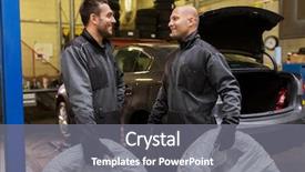  Presentation with mechanics - Beautiful presentation theme featuring man middle change - car service repair maintenance backdrop and a  colored foreground