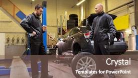  Presentation with car service - Slides enhanced with man middle change - car service repair maintenance background and a  colored foreground