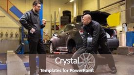  Presentation with car service - Cool new slides with man middle change - car service repair maintenance backdrop and a  colored foreground