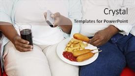  Presentation with junk food - Amazing presentation theme having digital economy word on tablet with clock box notebook leather bag pencil and mouse on wooden table digital marketing concept backdrop and a gray colored foreground