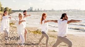  Presentation with healthy lifestyle - Beautiful slides featuring man middle change - fitness sport and healthy lifestyle backdrop and a coral colored foreground