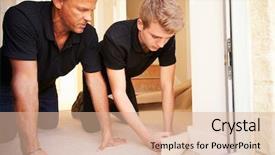  Presentation with flooring - Presentation design enhanced with man middle change - two men laying underlay background and a lemonade colored foreground