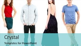  Presentation with fashion - Colorful PPT theme enhanced with stylish clothings - collage of fashion models isolated backdrop and a seafoam green colored foreground