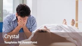  Presentation with mourning - PPT theme having man mourning his dead wife background and a tawny brown colored foreground