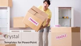  Presentation with moving - Presentation consisting of man-moving-house-and-relocating background and a soft green colored foreground