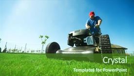  Presentation with gardening - PPT layouts with man mowing the lawn gardening background and a tawny brown colored foreground