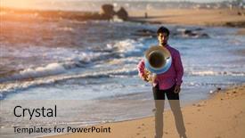  Presentation with arabic music arab man playing - PPT theme consisting of man musician playing the tuba background and a  colored foreground